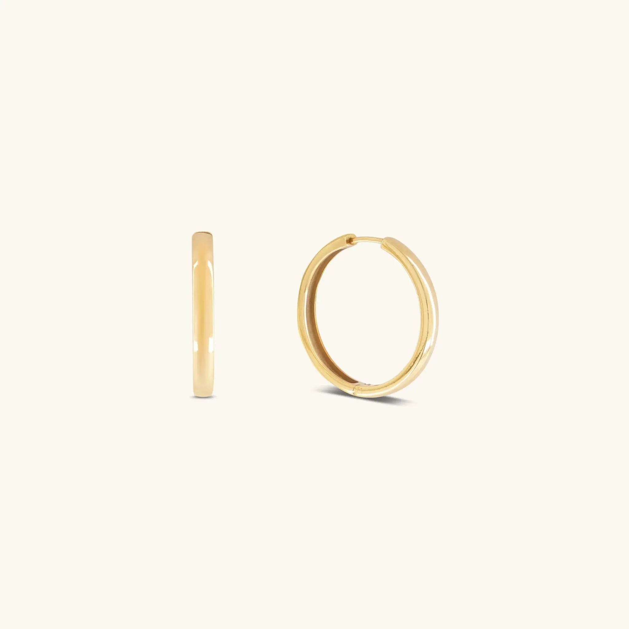 Gertrude Hoop earrings in solid 9ct gold, minimal round hoop design | Glasaje Melbourne