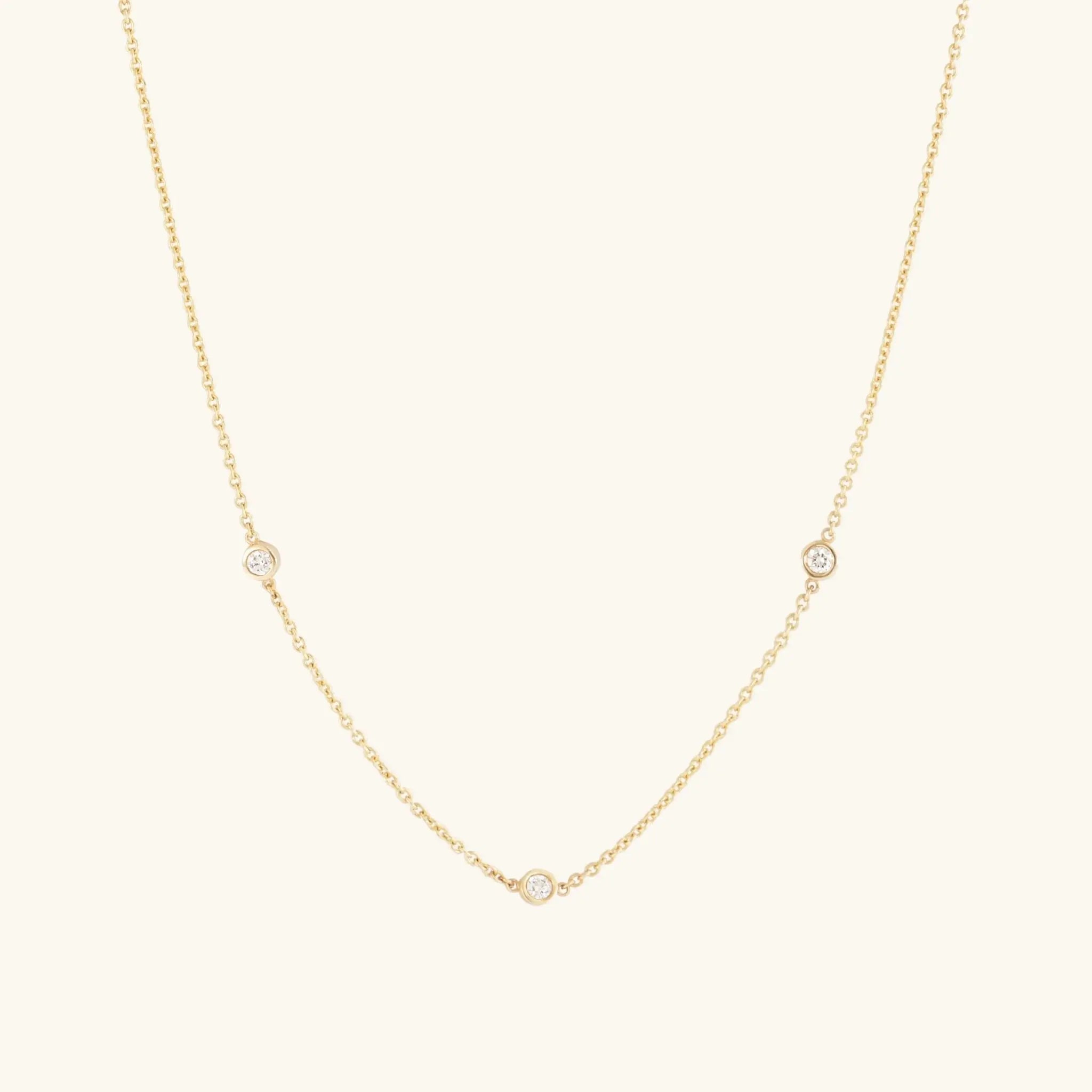 Satellite Necklace in solid 9ct gold with small disc pendant, made in Melbourne | Glasaje