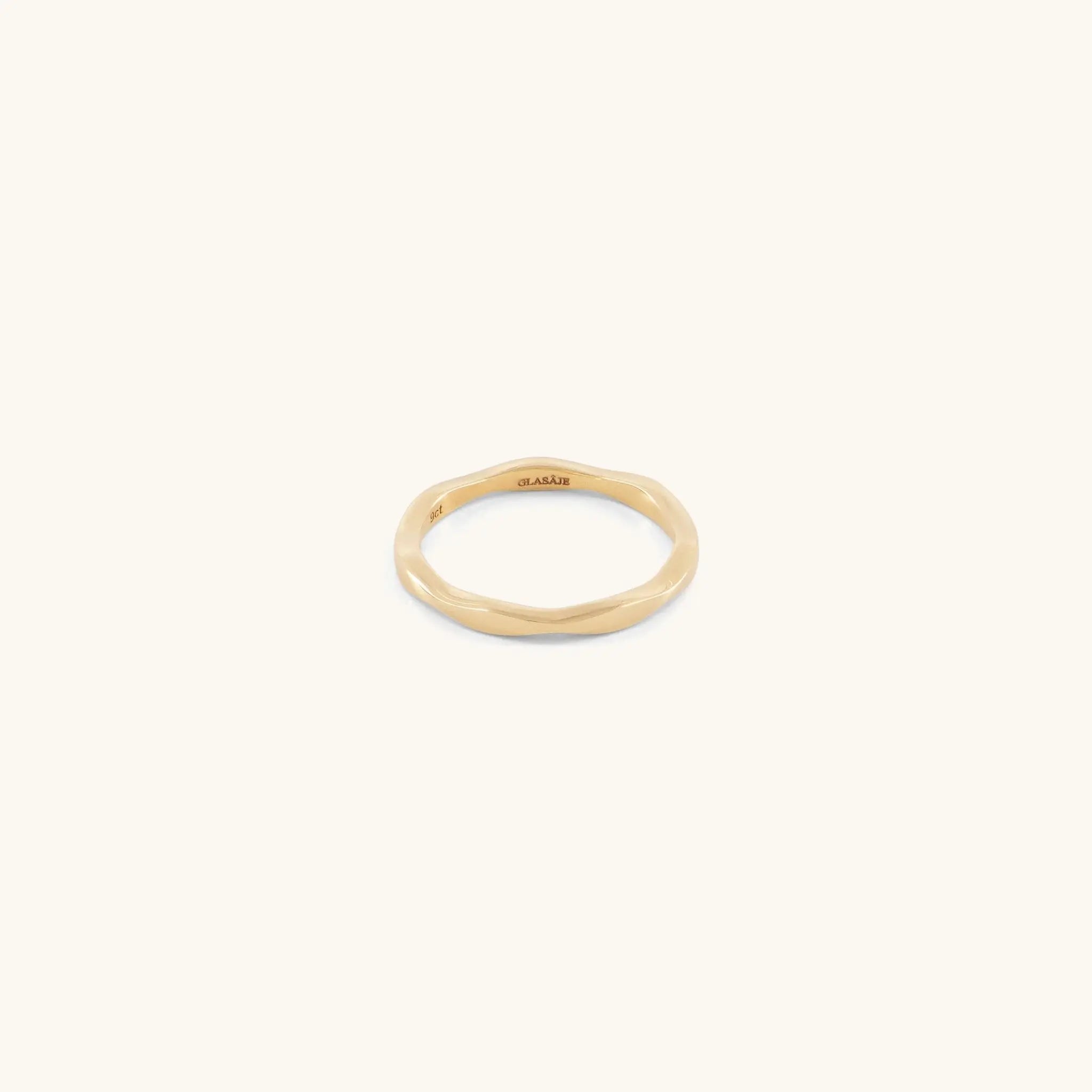 Ripple Stacking Ring in solid 9ct gold with textured wave band | Glasaje Melbourne