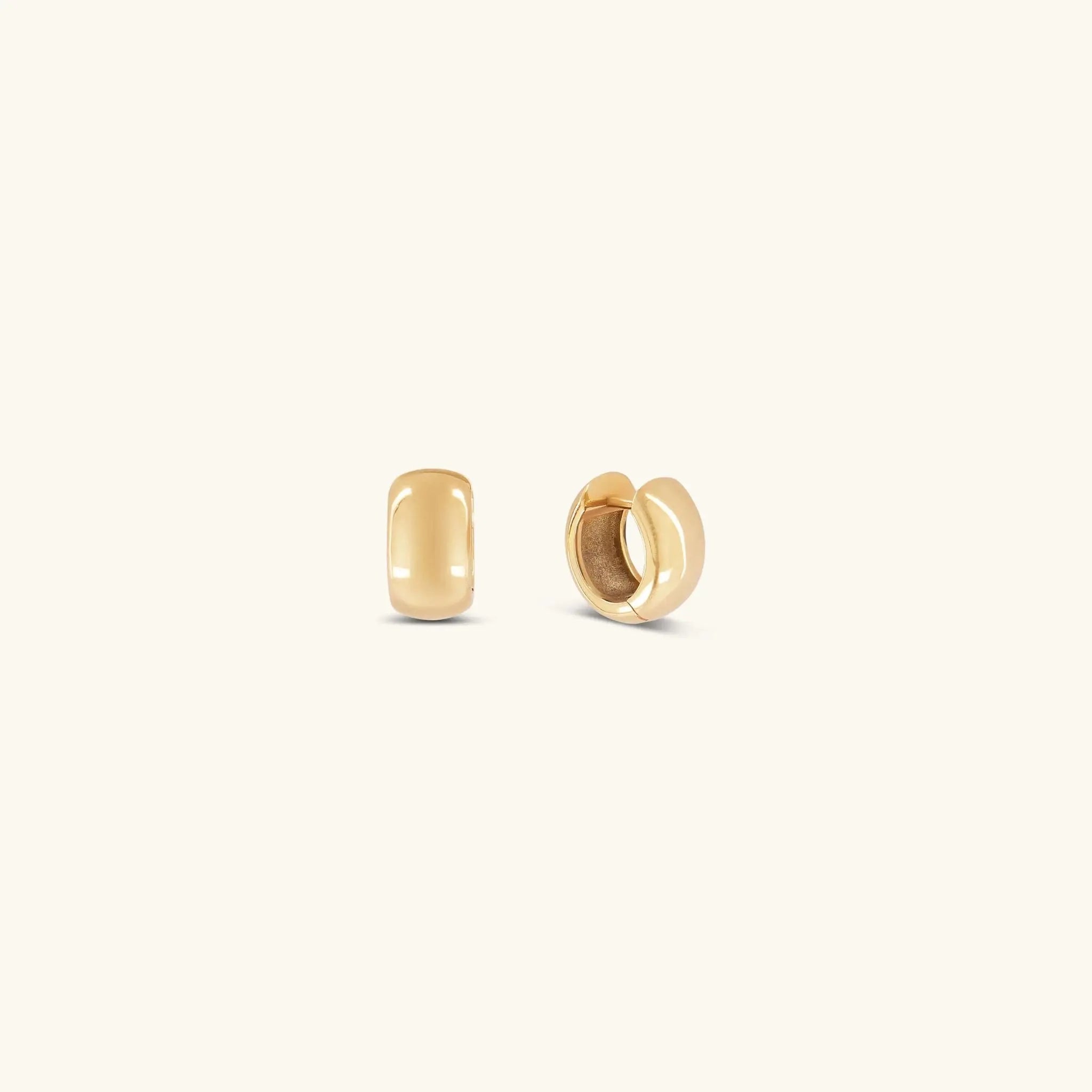 Gabriel Huggie earrings in solid 9ct gold with diamond baguette detail, handcrafted in Melbourne | Glasaje