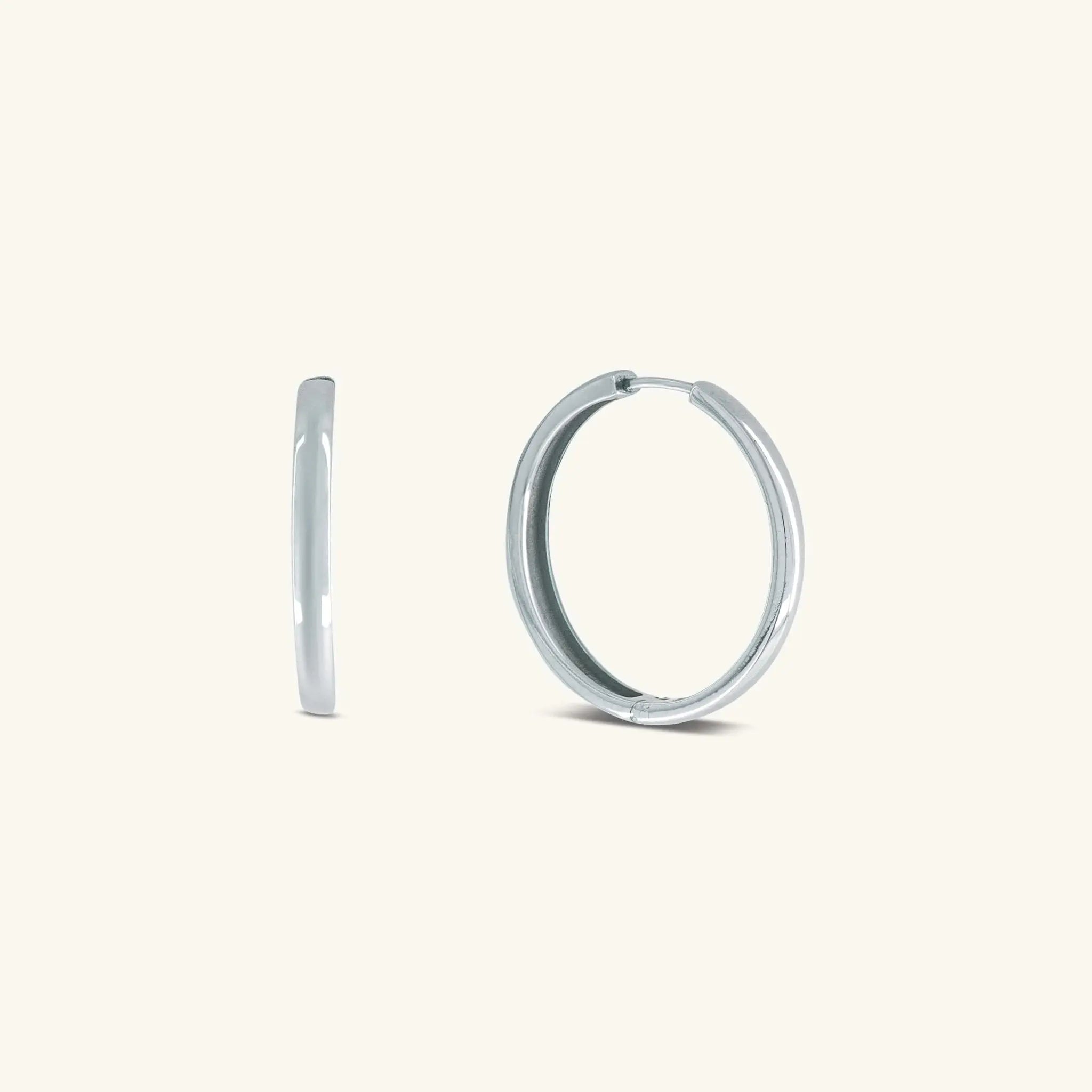 Gertrude Hoop earrings in sterling silver, minimal round hoop design | Glasaje Melbourne