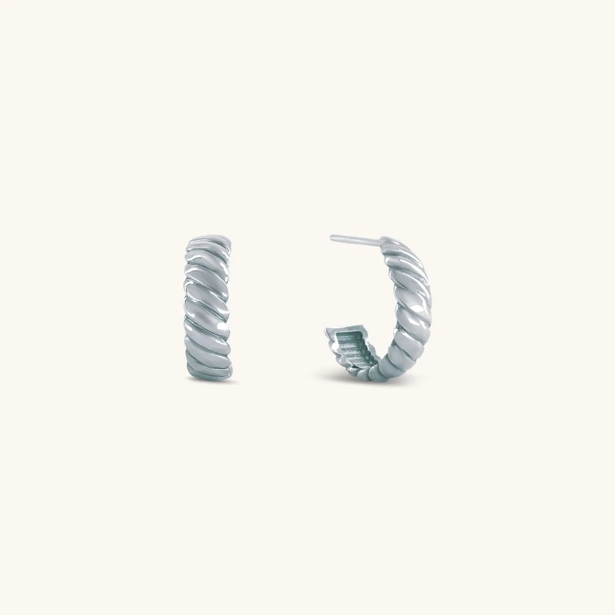 Lune Hoop earrings in sterling silver, slim minimal hoop | Glasaje Melbourne