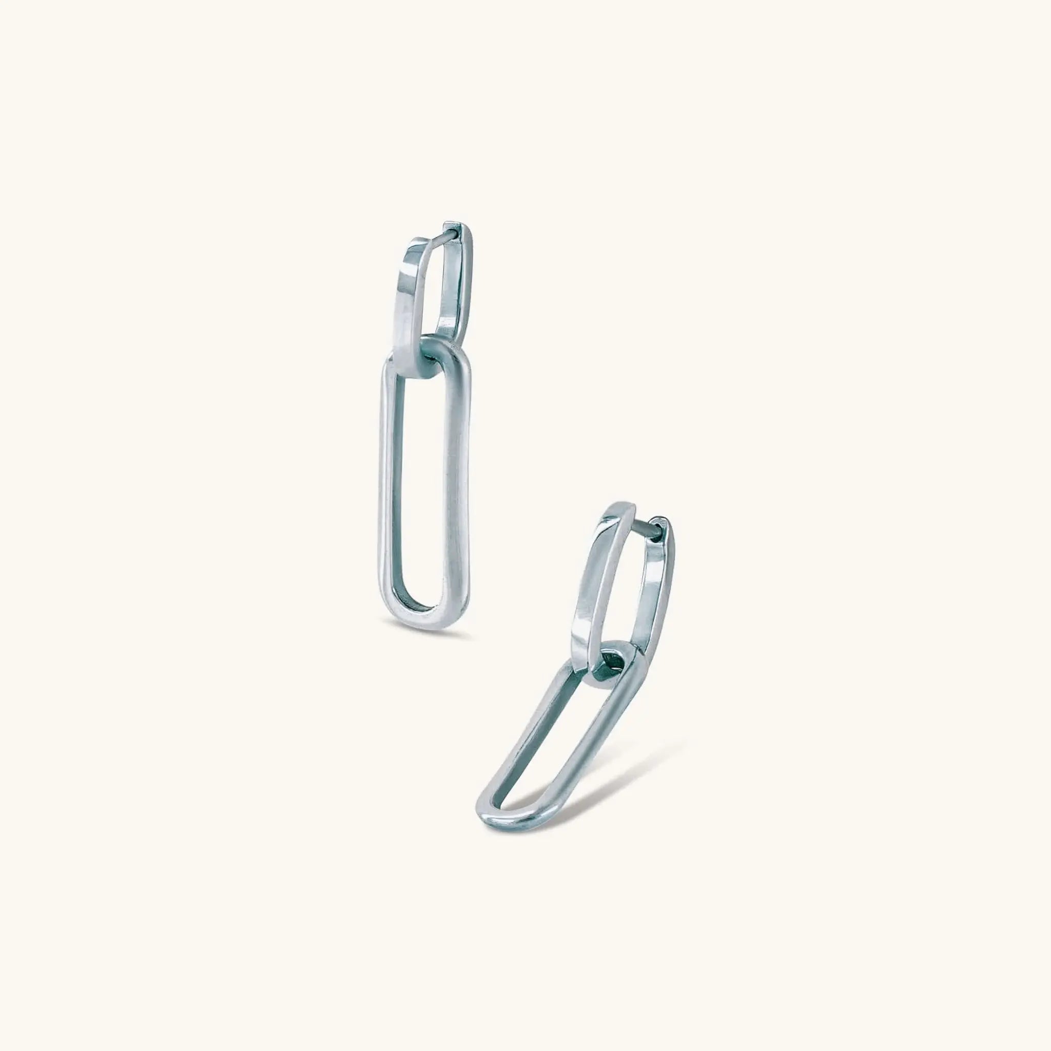 Paperclip drop earrings in sterling silver, elongated link design | Glasaje Melbourne