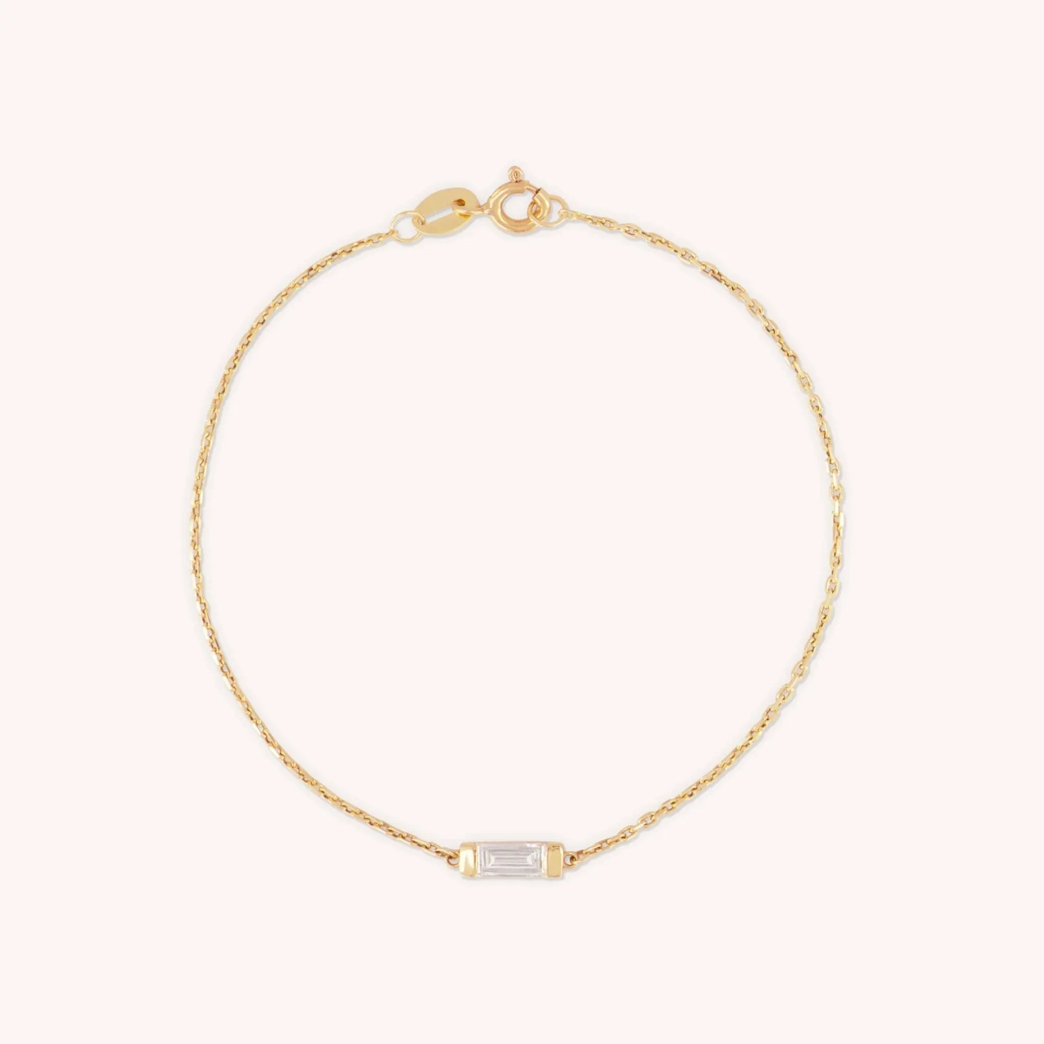 Siglo chain bracelet in solid 9ct gold with lab-grown baguette diamond | Glasaje Melbourne