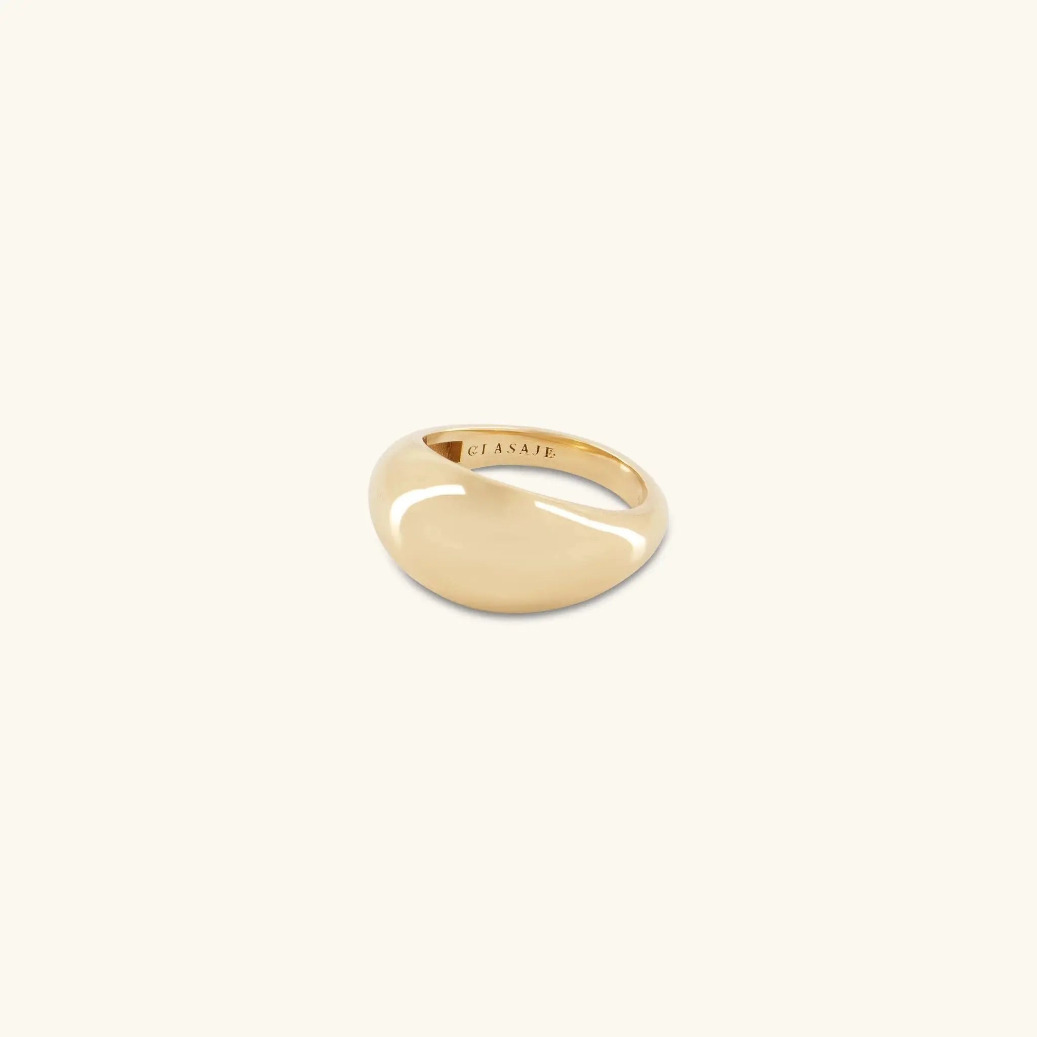 Dome Ring in solid 9ct gold with smooth domed silhouette, made to order Melbourne | Glasaje