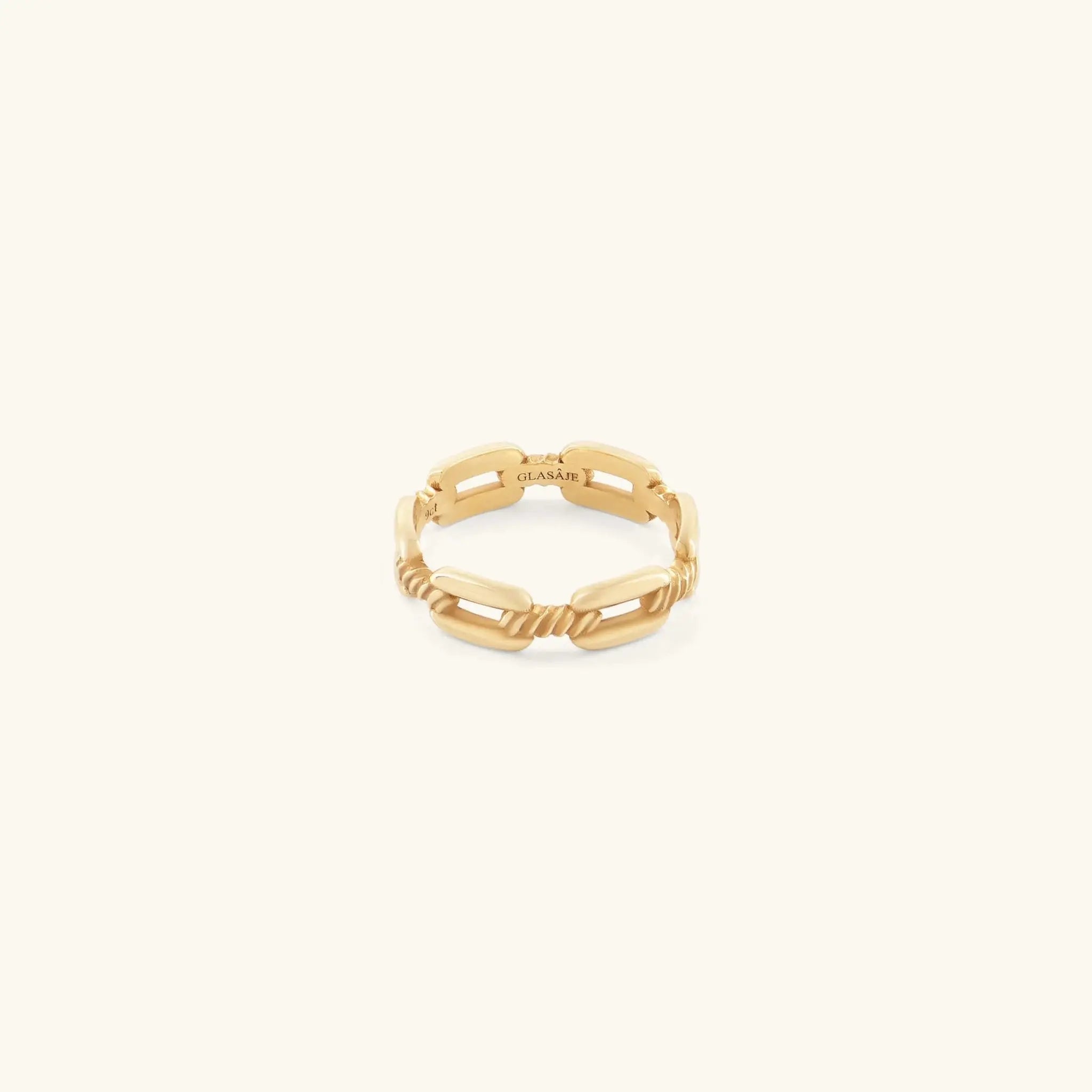 Chain Ring in solid 9ct gold, sculptural chain link silhouette | Glasaje Melbourne